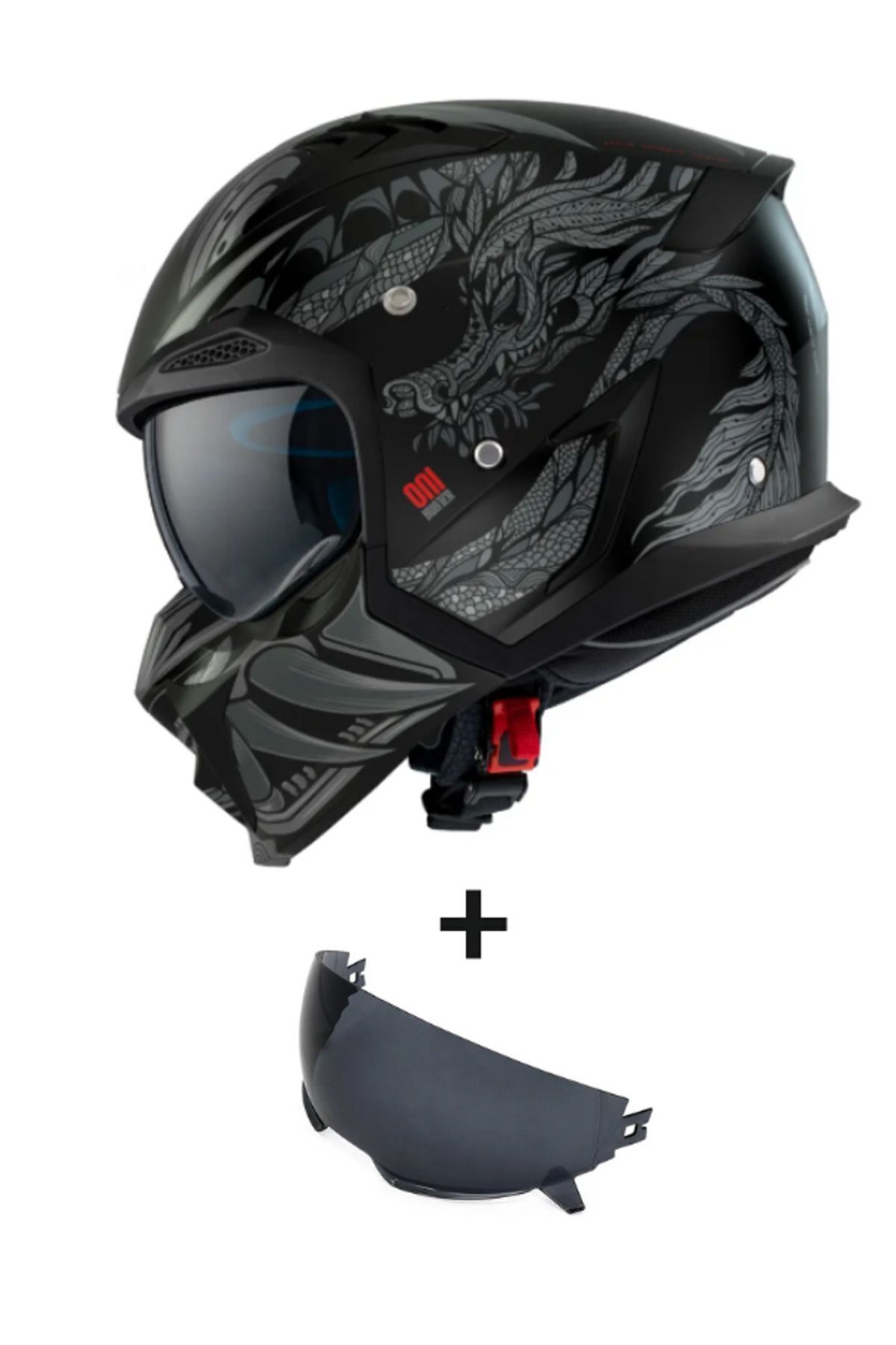 HUNTER SV ONI B2 MATT GRAY ÇİFT VİZÖRLÜ ÇENE ÇIKABİLEN MODEL