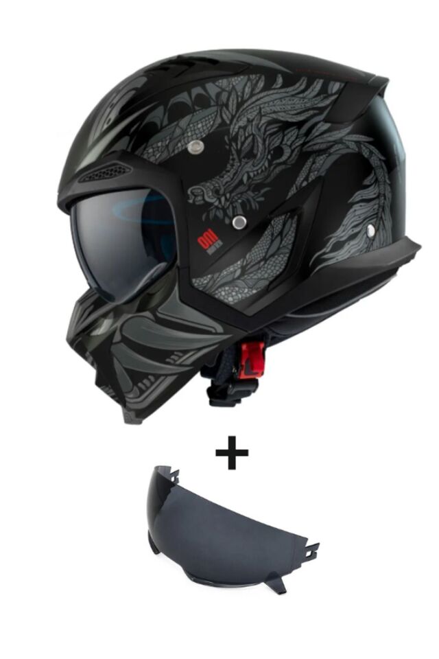 HUNTER SV ONI B2 MATT GRAY ÇİFT VİZÖRLÜ ÇENE ÇIKABİLEN MODEL
