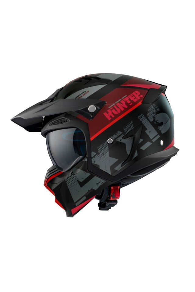 HUNTER SV SOLID A1 MATT BLACK ÇİFT VİZÖRLÜ ÇENE ÇIKABİLEN MODEL