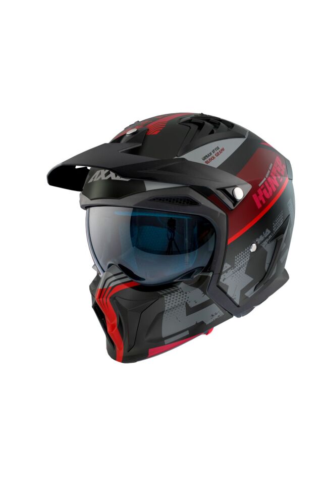 HUNTER SV SOLID A1 MATT BLACK ÇİFT VİZÖRLÜ ÇENE ÇIKABİLEN MODEL