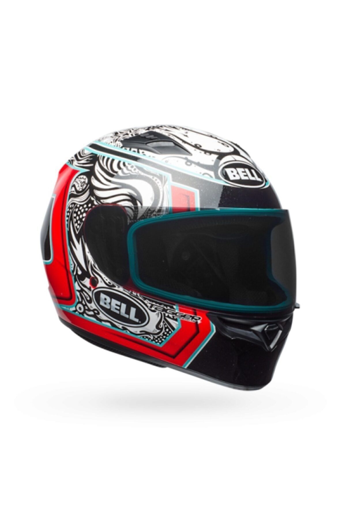 Ps Qualifier Tagger Splice Wht-blk-red Full Face Motosiklet Kaski