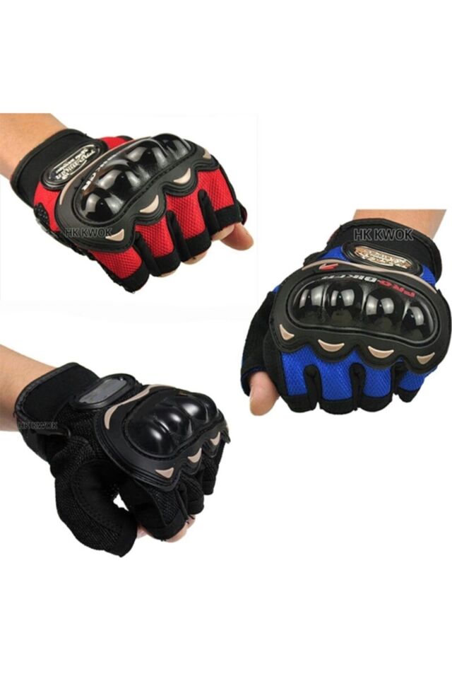 Probiker Yarım Parmak Eldiven Bisiklet Motosiklet(-MAVİ) L