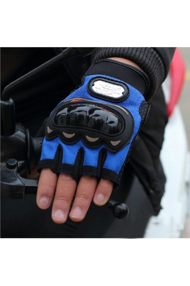 Probiker Yarım Parmak Eldiven Bisiklet Motosiklet(-MAVİ) L