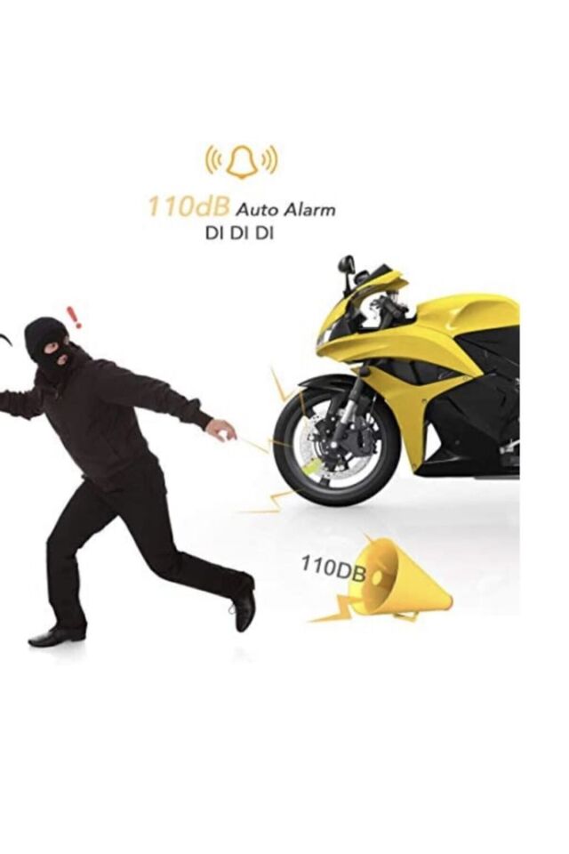 Alarmlı Motosiklet Disk Kilidi Siyah Çelik (TÜM RENKLERDEN KARIŞIK GÖNDERİLİR)