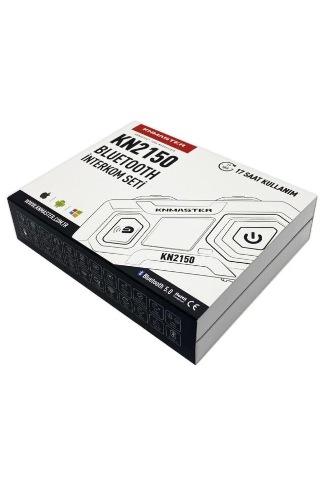 Kn2150 Motosiklet Kask Interkom Bluetooth Intercom Kulaklık Seti Gri Hediye Seti