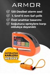 6mm 120 Db Güvenlik Sertifikalı Motosiklet Alarmlı Disk Kilidi