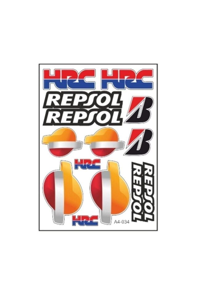Honda Cbr Hrc Repsol A4 Sticker Tek Paket Çoklu Yapıştırma 034 Uyumlu