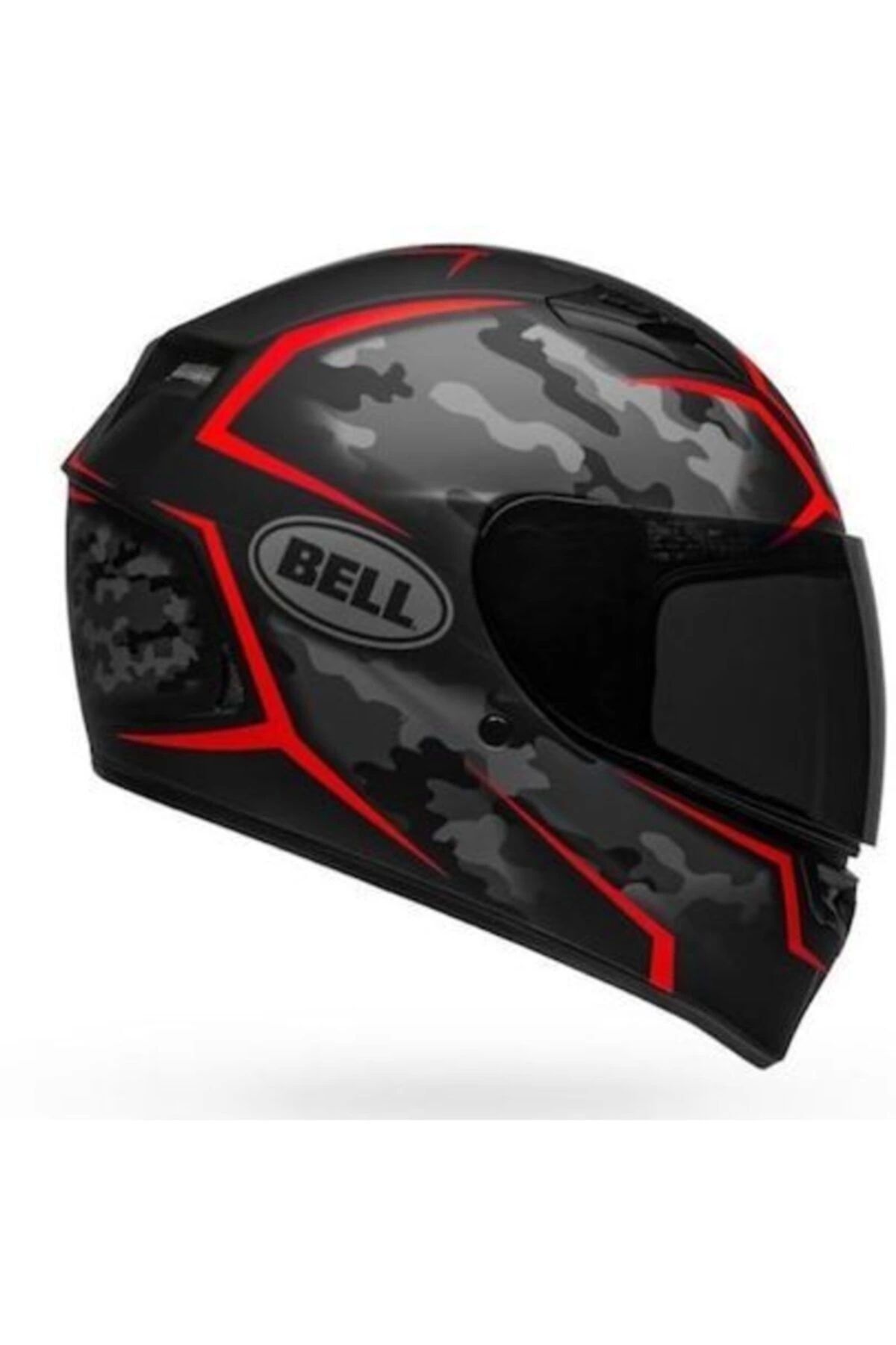 Stealth Camo Matte Black - Red Motosiklet Kaskı Kapalı