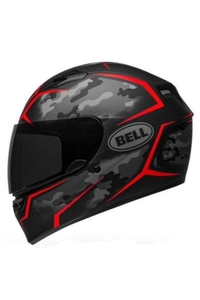 Stealth Camo Matte Black - Red Motosiklet Kaskı Kapalı