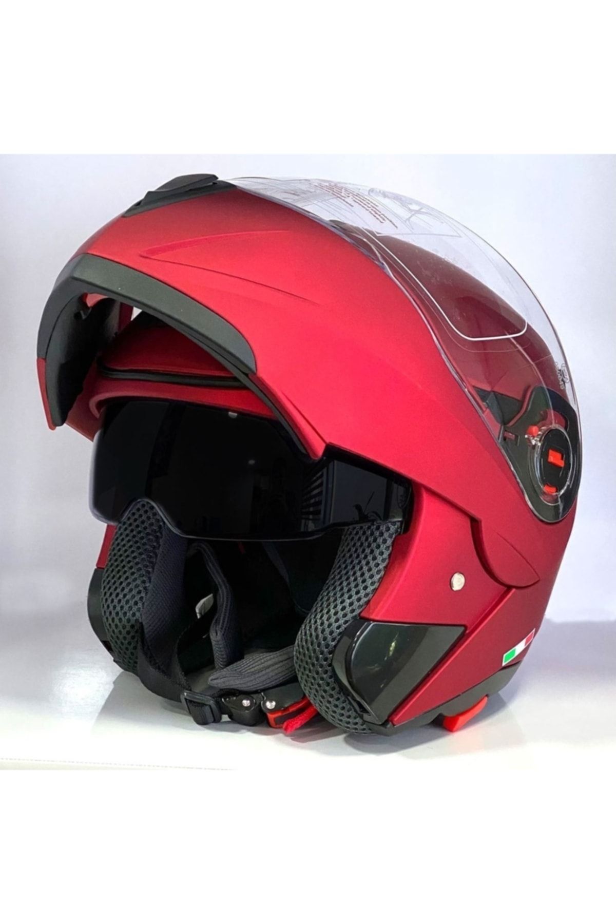 Ff-961 Çeneden Açılır Kask Güneş Vizörlü (mat Kırmızı)