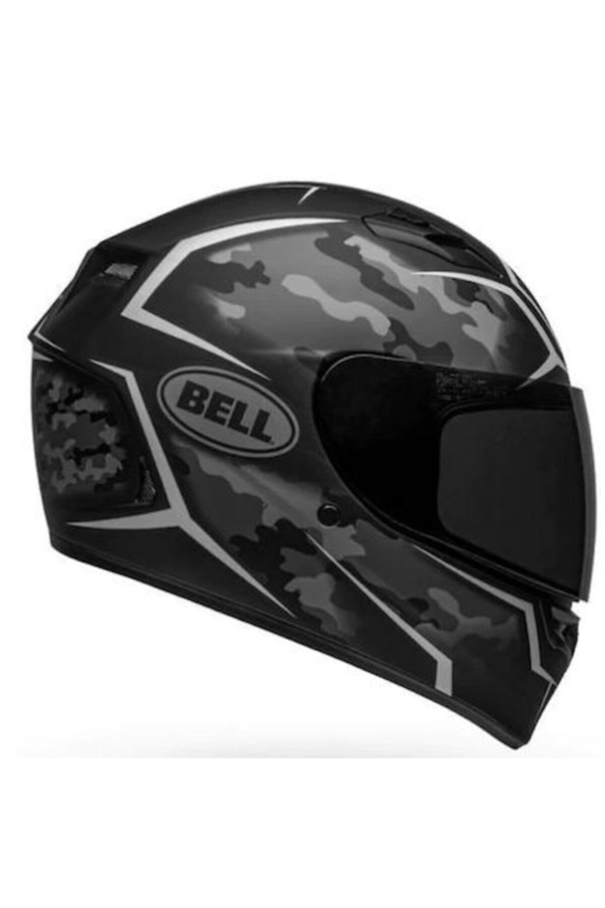 Stealth Camo Matte Black-whıte Motosiklet Kaskı Kapalı