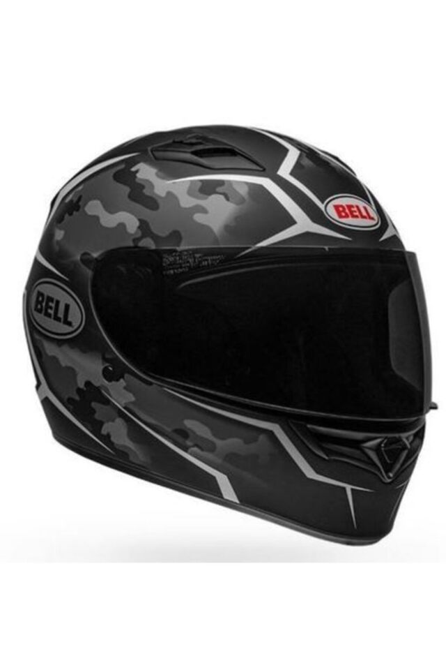 Stealth Camo Matte Black-whıte Motosiklet Kaskı Kapalı