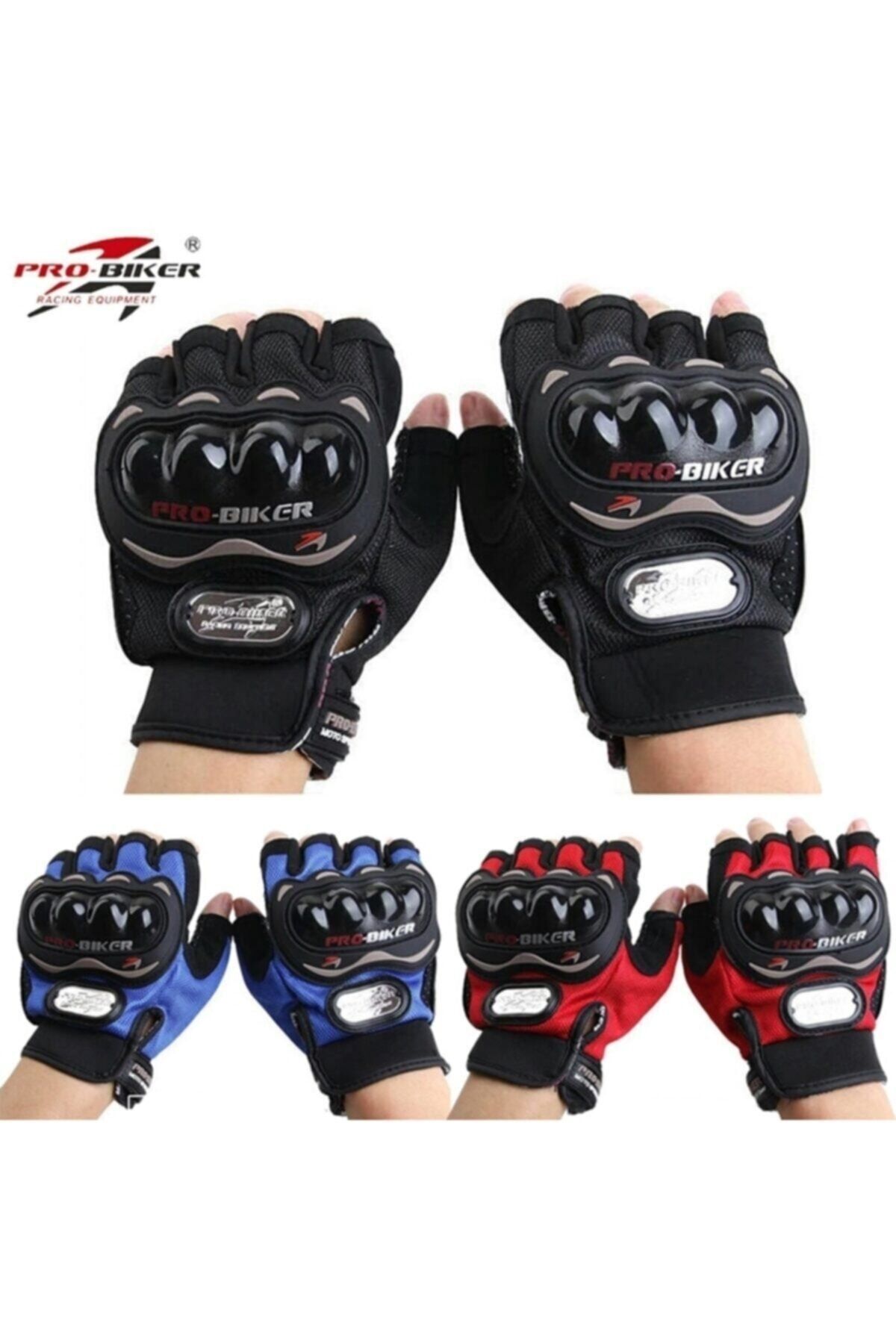 Yarım Parmak Eldiven Korumalı Motosiklet Eldiveni / Pro-biker Siyah-xxl (xxlarge)