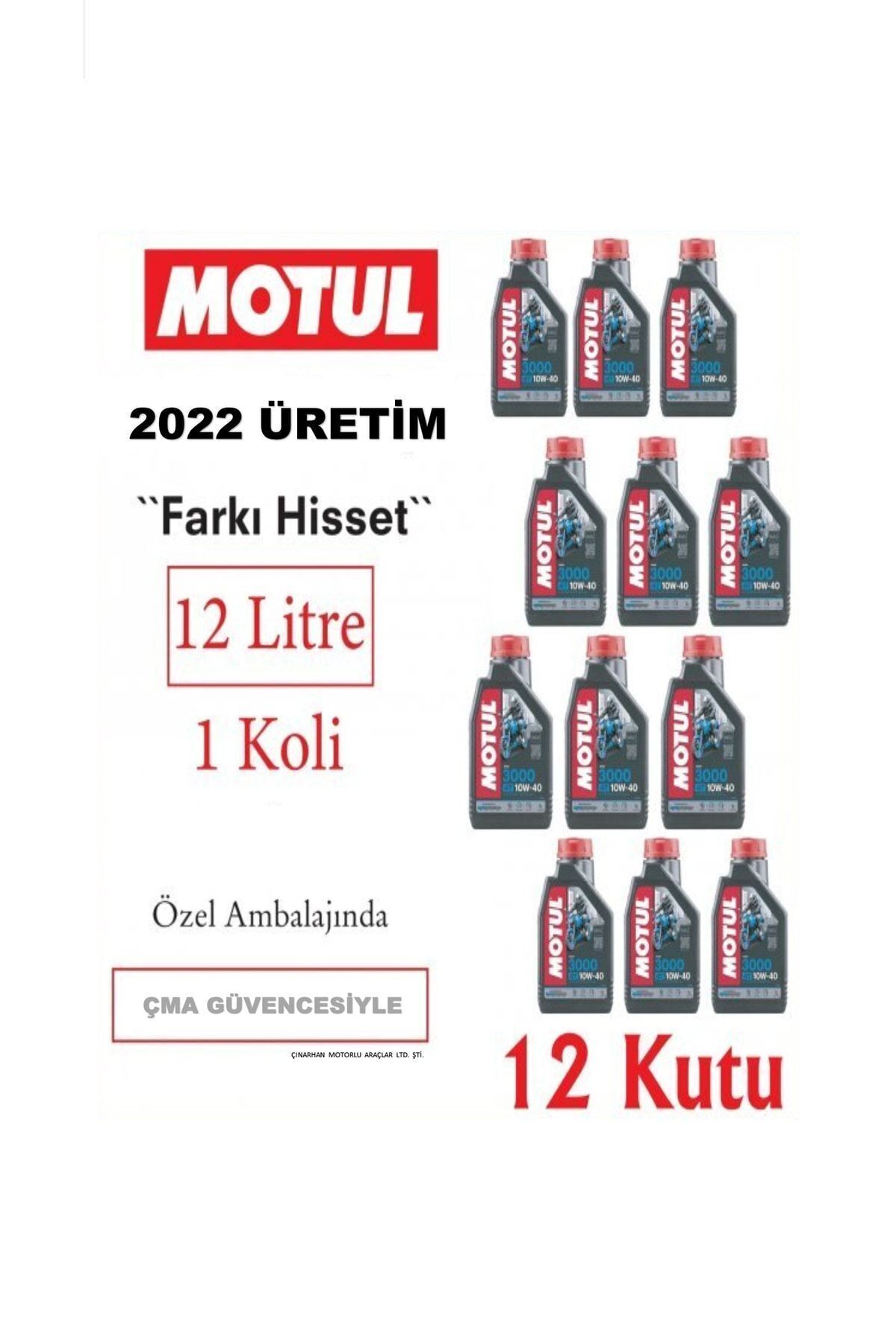 3000 10w-40 4t 1 Lt Motosiklet Motor Yağı 12 Adet Ü.t. 2022