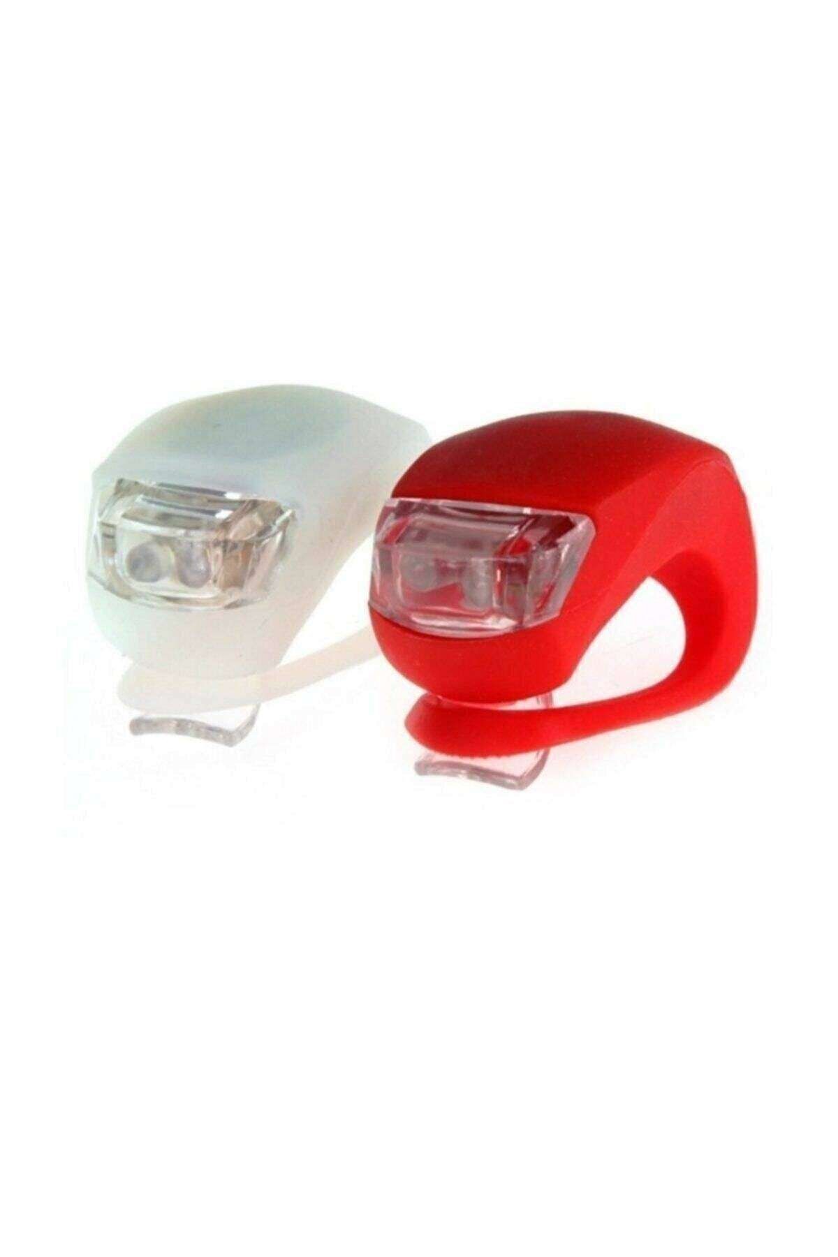 Bisiklet Flaşör 3 Fonksiyonlu Silikon Kırmızı Beyaz Set Led Işıklı Silikon Kırmızı Beyaz Set