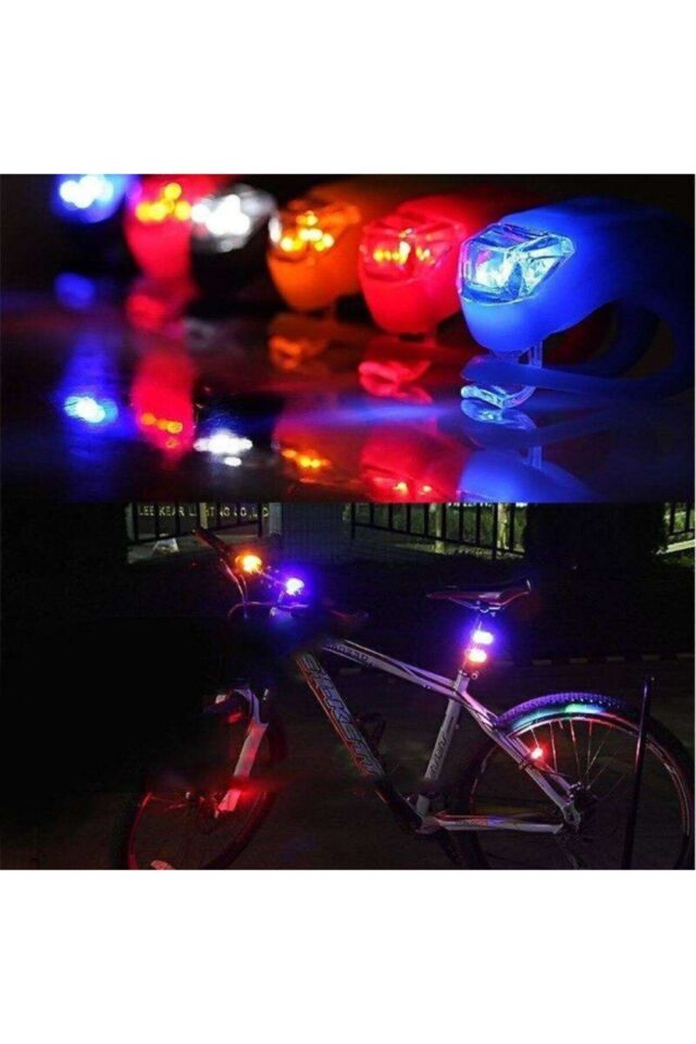 Bisiklet Flaşör 3 Fonksiyonlu Silikon Kırmızı Beyaz Set Led Işıklı Silikon Kırmızı Beyaz Set