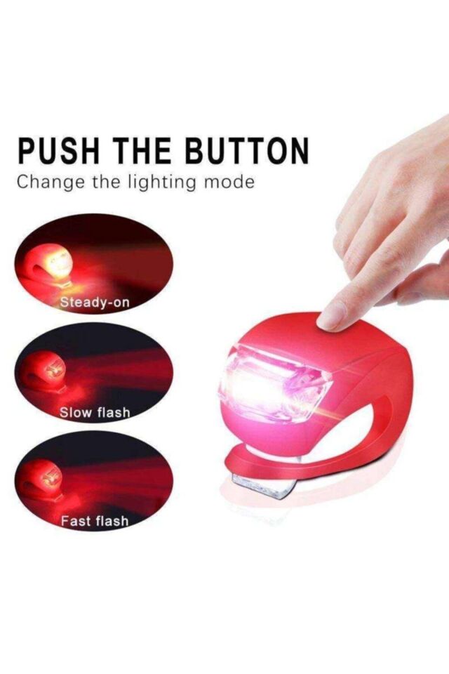 Bisiklet Flaşör 3 Fonksiyonlu Silikon Kırmızı Beyaz Set Led Işıklı Silikon Kırmızı Beyaz Set