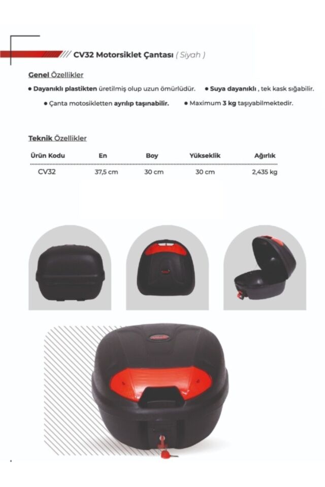 Arwic Motor Arka Çanta Bagaj 32 Lt Siyah+baglantı Aparatları