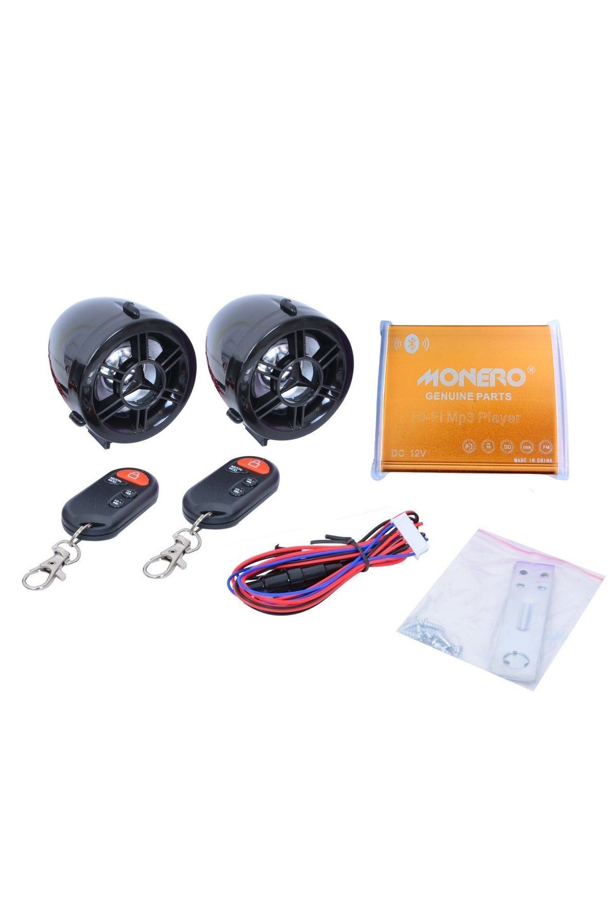 Motor Mp3 Çalar Alarm Seti Bluetooth Mor-siyah