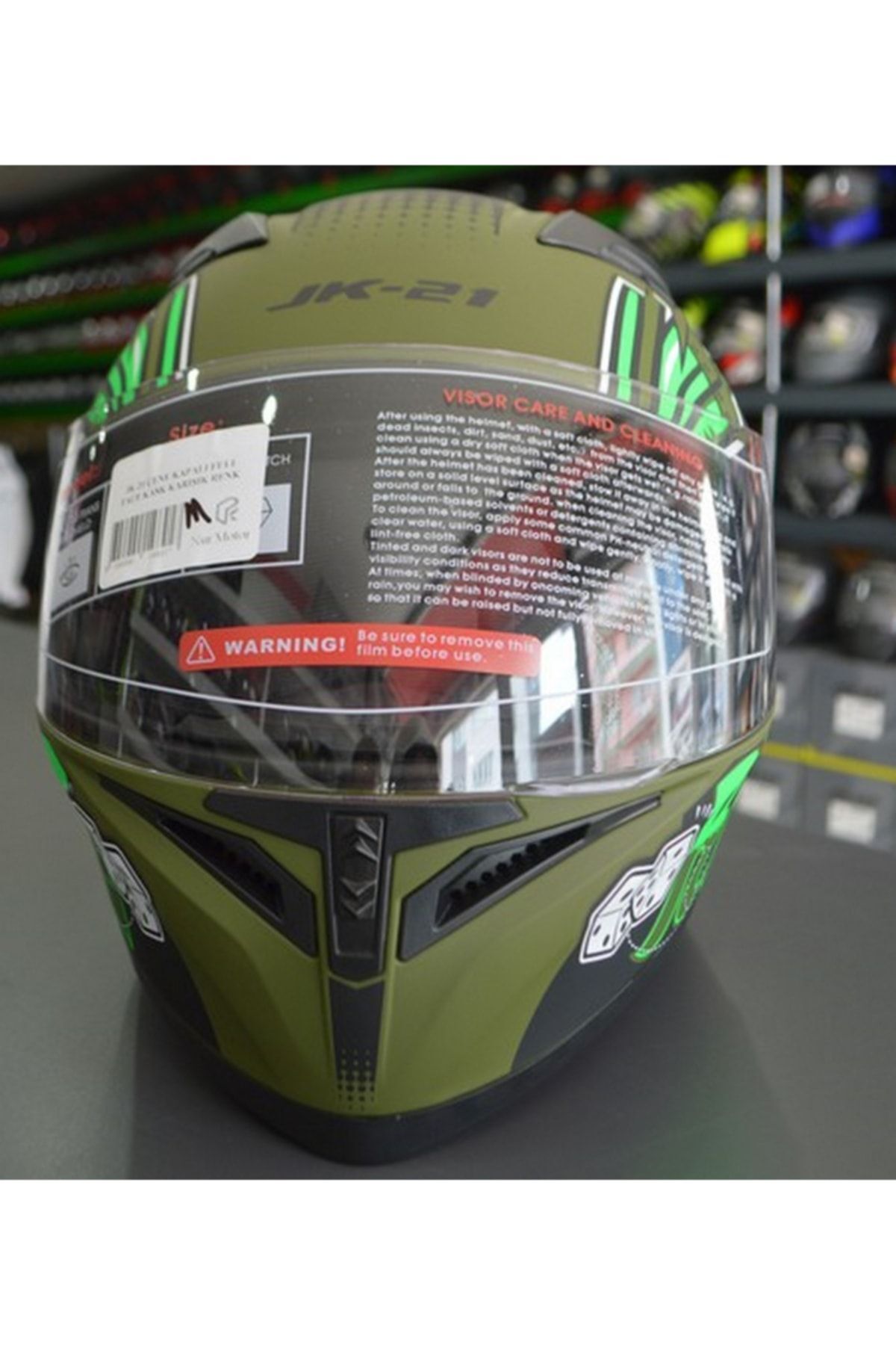 Jk-21 Full Face Yeşil Desen Ride Kask