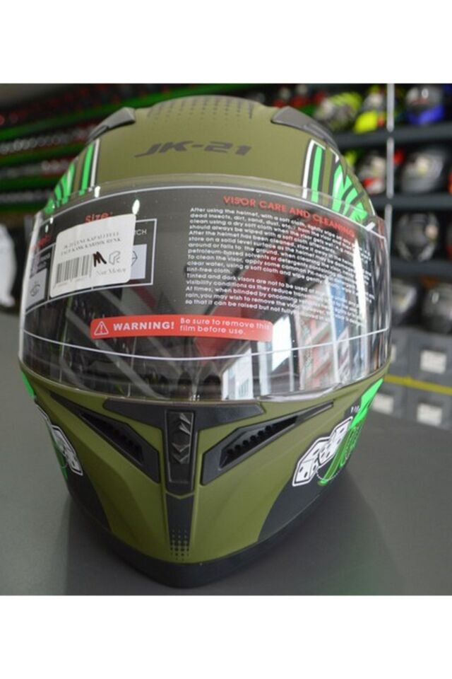 Jk-21 Full Face Yeşil Desen Ride Kask