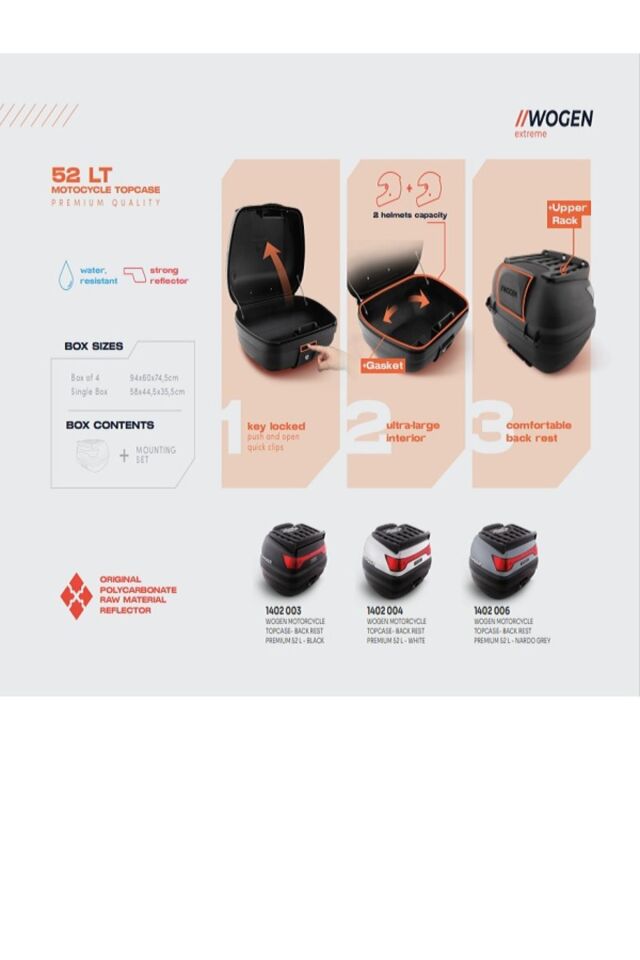 41 Lt Motosiklet Arka Çantası Üst Bagaj Sırt Dayama Premium Beyaz [orjinal Sırt Pedi]