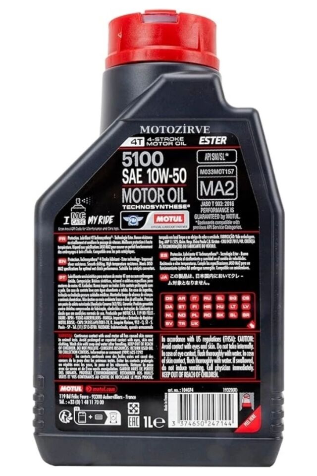 5100 10W 40 4T Motosiklet Motor Yağı 4T 1 Litre (2 Adet)