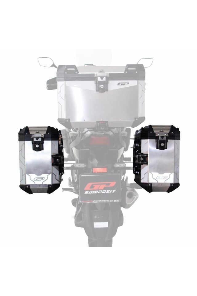 Gp Kompozit Universal 40 Lt X 2 Alüminyum Motosiklet Yan Çanta Seti Gri