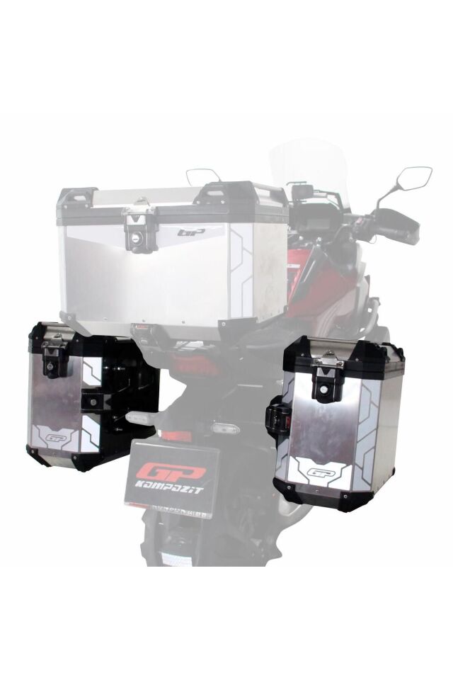 Gp Kompozit Universal 40 Lt X 2 Alüminyum Motosiklet Yan Çanta Seti Gri