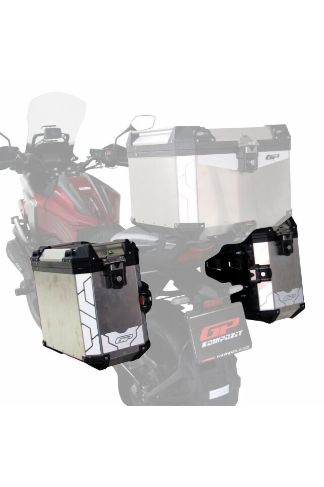 Gp Kompozit Universal 40 Lt X 2 Alüminyum Motosiklet Yan Çanta Seti Gri