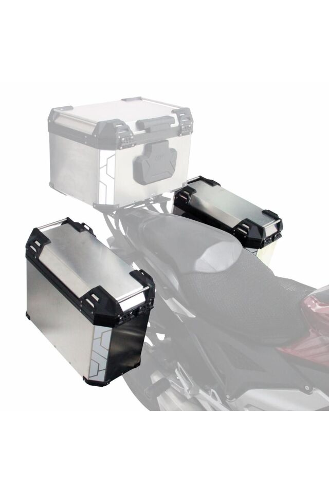 Gp Kompozit Universal 40 Lt X 2 Alüminyum Motosiklet Yan Çanta Seti Gri