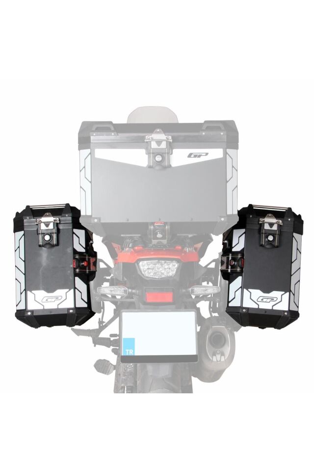 GP Kompozit Universal 40 lt x 2 Alüminyum Motosiklet Yan Çanta Seti Siyah