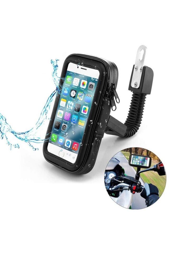 Motosiklet Bisiklet Telefon Tutucu Ayna Bağlantılı Su Geçirmez Kılıf Motor Tutacağı
