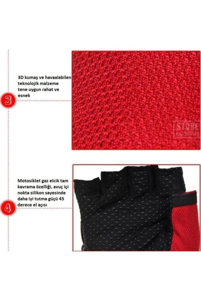 Yarım Motosiklet Eldiveni Korumalı Kırmızı M