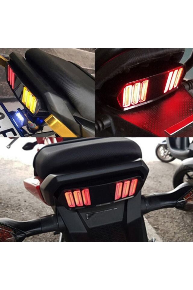Modas Motosiklet Arka Kuyruk Ledi İkaz Fren Stop Lambası Dönüş Sinyali