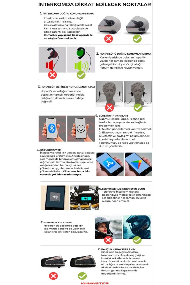 Kn6100 Motosiklet Kask Interkom Bluetooth Intercom Kulaklık Seti Karbon Siyah Çanta Hediyeli