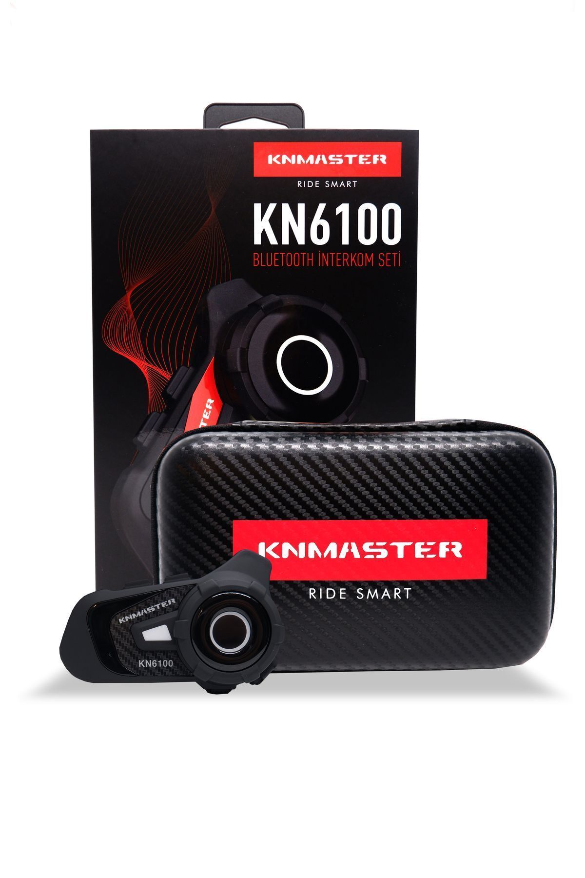Kn6100 Motosiklet Kask Interkom Bluetooth Intercom Kulaklık Seti Karbon Siyah Çanta Hediyeli