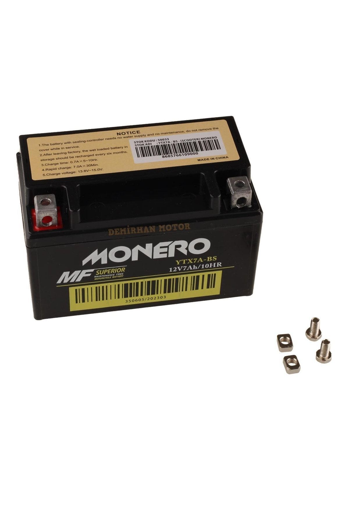 Monero 12v 7ah Motosiklet Aküsü Scooter Uyumlu