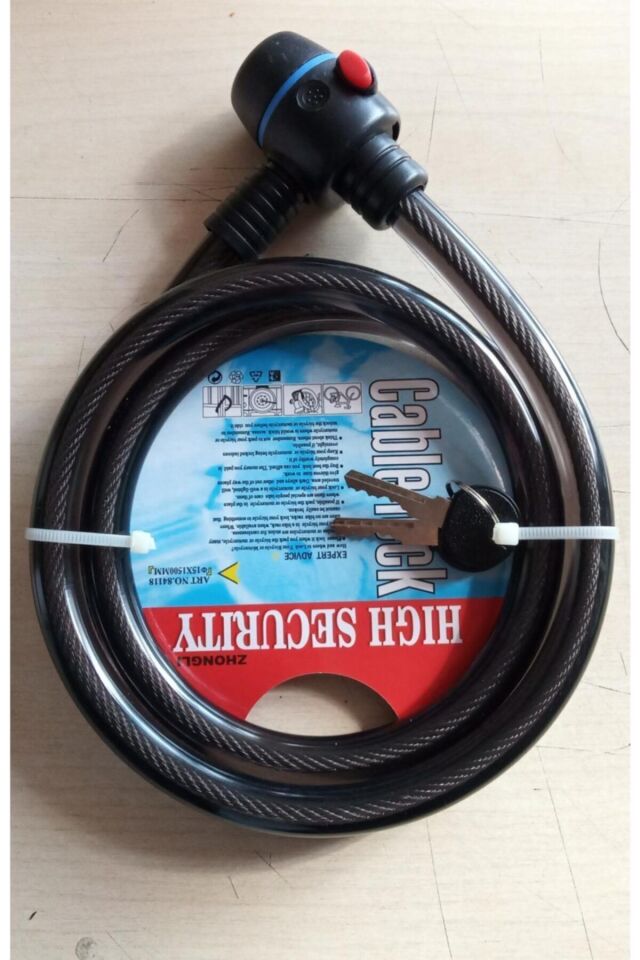 Zhongli Cable Lock 15x1500 Mm Boyunda Dayanıklı Bisiklet Ve Motor Kilidi