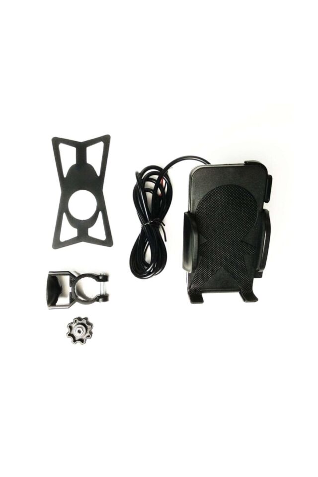 Motosiklet Telefon Tutucu + Düğme + Usb Şarj